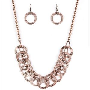 Copper Circle Necklace/Earrings Set